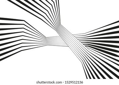 Vector background. Black and white mobious wave. Stripe optical abstract design.