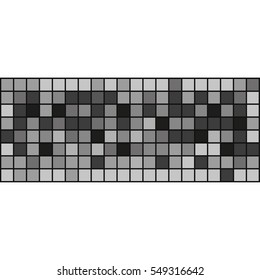 Vector background. Black and white pixel banner.