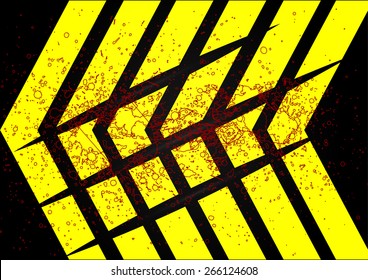 Vector background   black and yellow arrow hazard with Scratch 