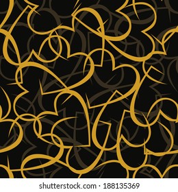 vector background with  black and yellow hearts, geometric design, vector illustration