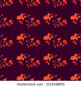 Vector background of blackberry sprigs. Autumn palette. Bright background for textiles, fashion design, and wallpaper, nightgowns, bed linen, tablecloth.