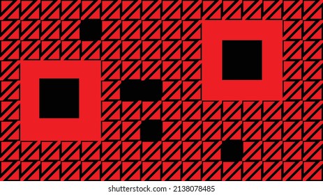 Vector background in black-red color. Tiles composed of a black background and a red triangle. Reddish triangular, square. Black square.