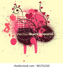 Vector background with blots, splats and halftone effect