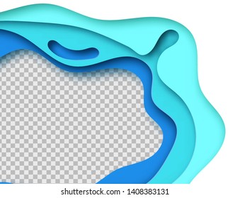 Vector background with blue color paper cut shapes. 3D abstract paper art style, design layout for business presentations, flyers, posters, prints, decoration, cards, cover. Place for your picture.