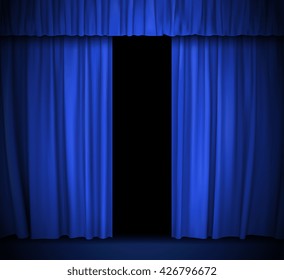 vector background with blue curtain