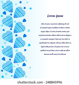 Vector background with blue doodle hearts. Background great for posters, cards to Valentine's Day, weddings.