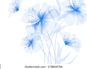 Vector background with blue flowers