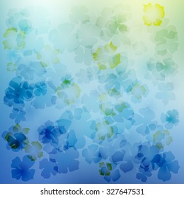 Vector background with blue flowers art abstract