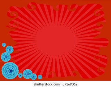 Vector background with blue flowers card.