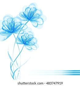 Vector background with blue flowers. EPS 10. Contains transparent objects.