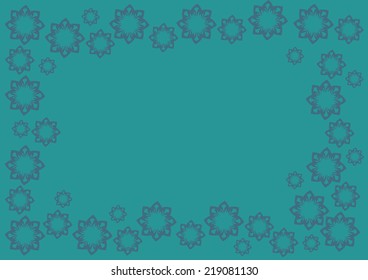Vector background in blue green with floral design pattern framing copy space in center