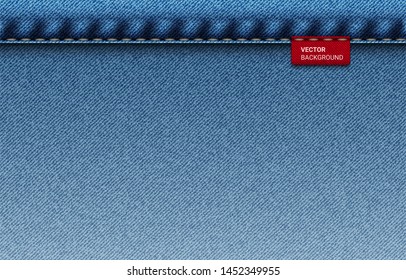 vector background Blue jeans denim texture with label - background for copy space for text. rectangle size