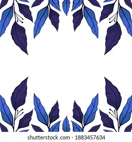 Vector background with blue leaves; for greeting cards, invitations, posters, banners.