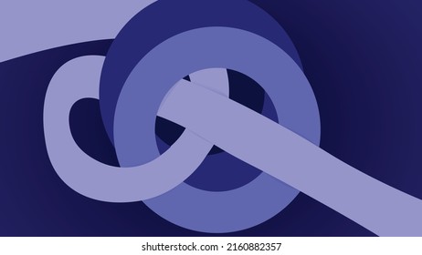 Vector background in blue. The main object is a 3D circle. A ribbon stretches around the circle from back to front. The ribbon tightens around the circle and forms a knot. Background in gradient blue.