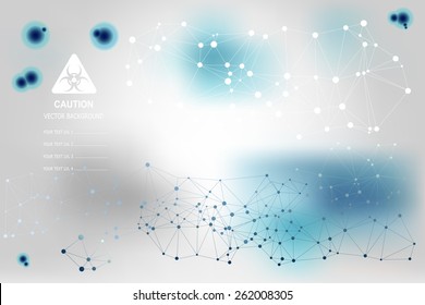 Vector background with blue molecules in science fiction style 