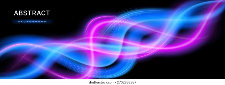 Fondo de Vector con luz azul y rosa. Onda de flujo de tecnología futurista con movimiento de velocidad abstracto moderno. Efecto del resplandor de la velocidad en el fondo negro para el Anuncio, cartel