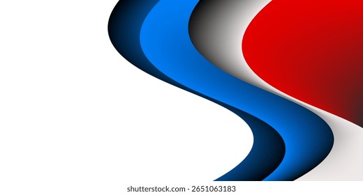 Vector background with blue and silver curve line on white and red space for text and message modern artwork design