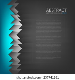 Vector background blue and silver grey line sawtooth serrated overlap layer on black space for text and message modern artwork design