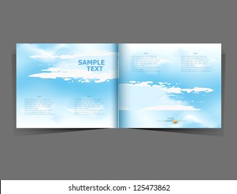 vector background with a blue sky in the form of a booklet