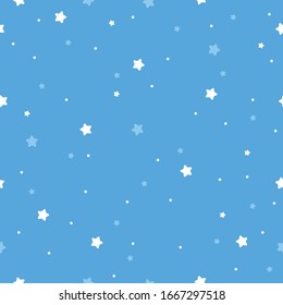 Vector background of blue star with snowfall and bright color