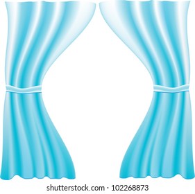 Vector background - blue tender curtain