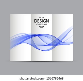 Vector background with blue wave. Booklet template