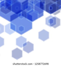 Vector background with blue and white hexagonal pattern 
