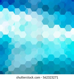 Vector background with blue, white hexagons. Can be used in cover design, book design, website background. Vector illustration.
