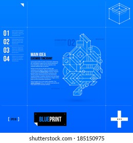 Vector background in blueprint style with abstract object scheme. EPS10
