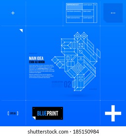 Vector background in blueprint style with abstract object scheme. EPS10