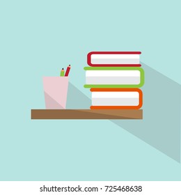Vector background. Books on the shelf.Eps10.
