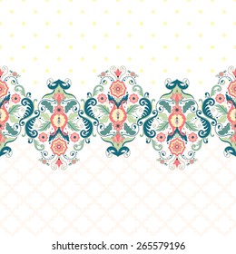 Vector background. Border with floral modern pattern. Seamless moroccan tiles ornament.