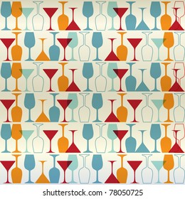 Vector background with bottles and wine glasses. Good for restaurant or bar menu design