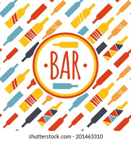 Vector background with bottles of wine. Good for restaurant or bar menu design. Pattern