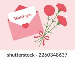 vector background with a bouquet of carnations and a letter for banners, cards, flyers, social media wallpapers, etc.