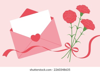 vector background with a bouquet of carnations and a letter for banners, cards, flyers, social media wallpapers, etc.