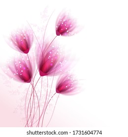 Vector background with bouquet of delicate pastel flowers