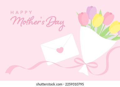 vector background with a bouquet of tulips and a letter for banners, cards, flyers, social media wallpapers, etc.