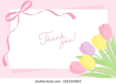 vector background with a bouquet of tulips and a white card for banners, cards, flyers, social media wallpapers, etc.