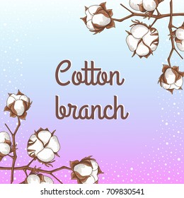 Vector background with a branch of a cotton tree