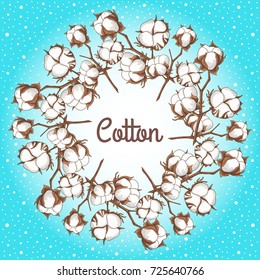 Vector background with a branch of a cotton tree