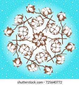 Vector background with a branch of a cotton tree