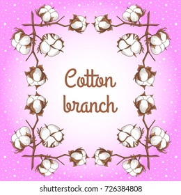 Vector background with a branch of a cotton tree
