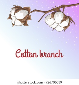 Vector background with a branch of a cotton tree