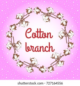 Vector background with a branch of a cotton tree