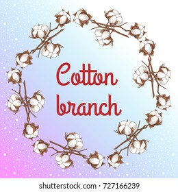 Vector background with a branch of a cotton tree