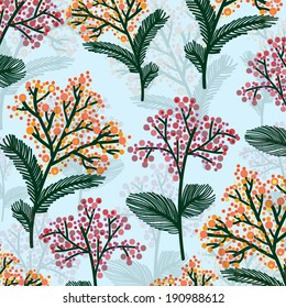 Vector background with branches with berries