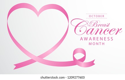 Vector background breast cancer awareness poster design calligraphy Ribbon ribbon pink