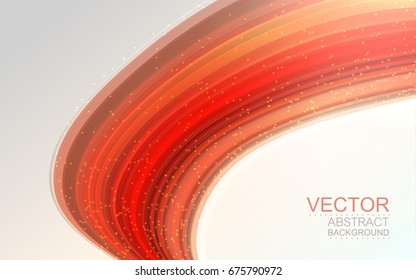 Vector background. Bright abstract curve on white, with light particles.