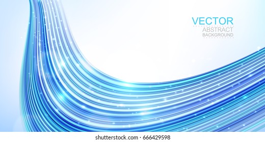 Vector background. Bright abstract wave on white, with light particles.